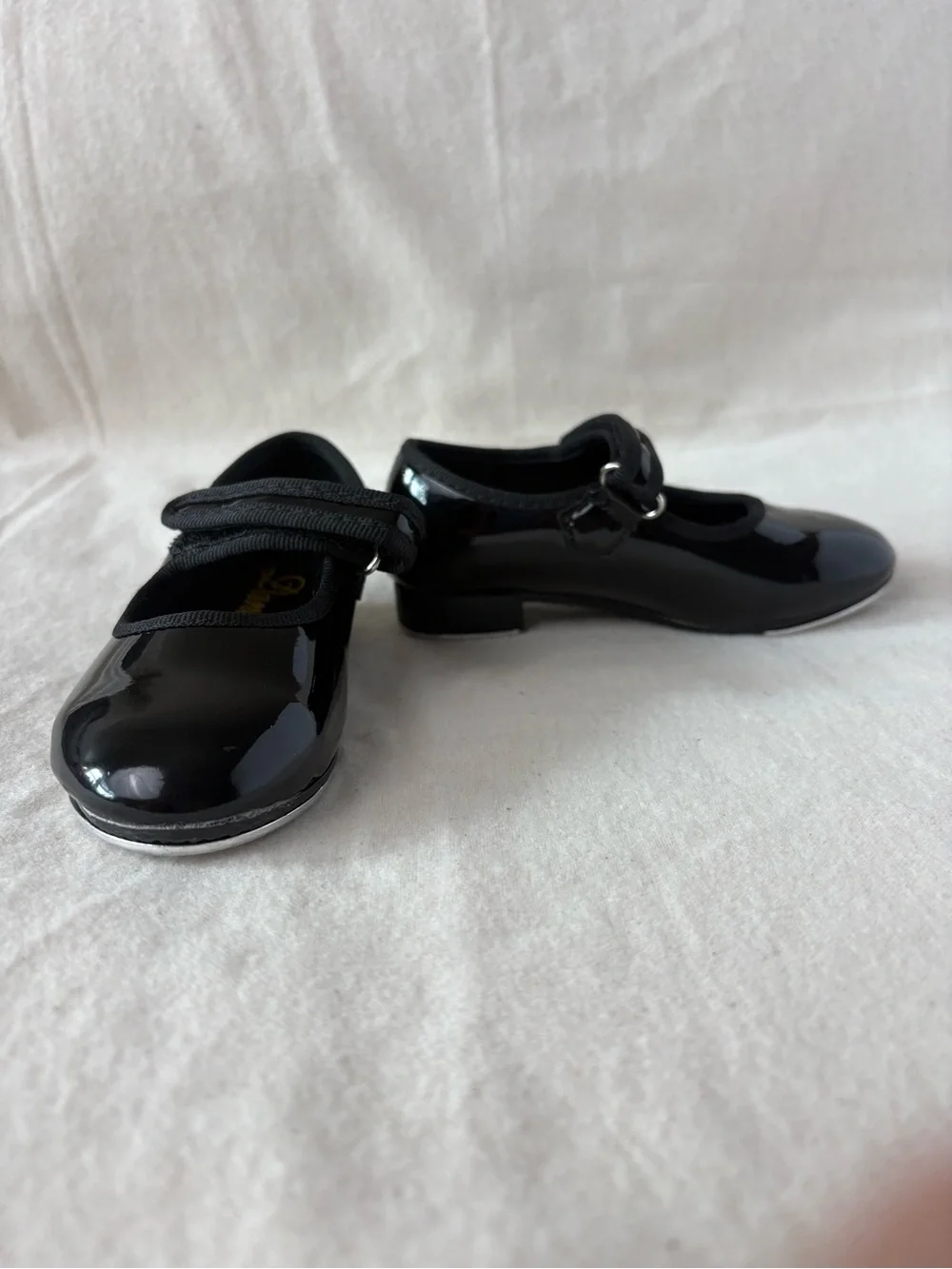 Toddler Girls' Black Patent Mary Jane Tap Shoes with Velcro Strap Size 7 Ballet